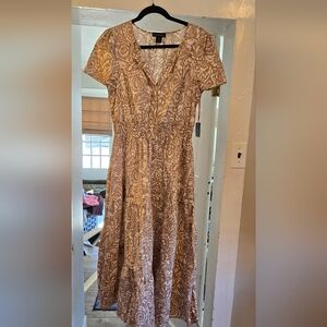 Cynthia Rowley Tan Patterned Midi Dress